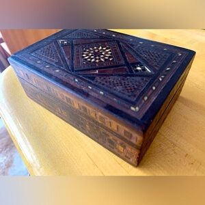 Antique Mosaic Inlaid Wooden Box